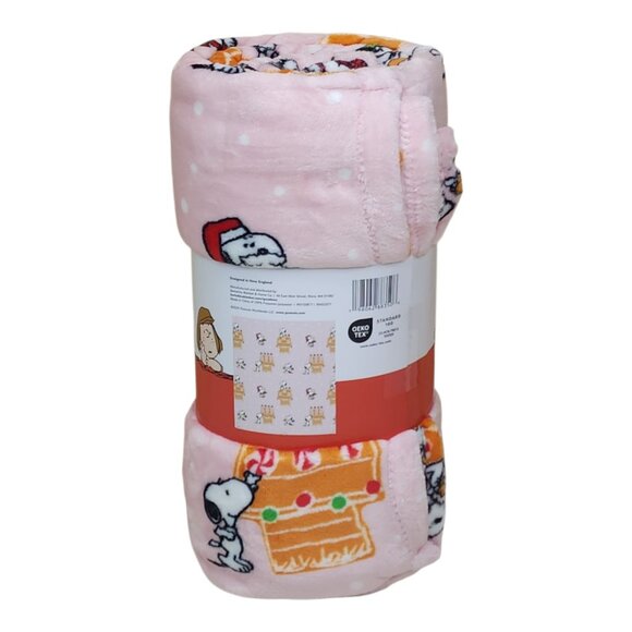 Peanuts Snoopy VelvetLoft Plush Throw Blanket By Berkshire 60"x70" Holiday - Picture 3 of 7